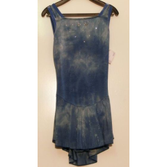 Trainingskleid, blau-glitter mit Swarovski, Gr. 6 - 8