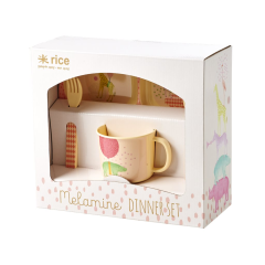 RICE Melamine Baby Dinner Set in Geschenksbox mit "Animal" Print