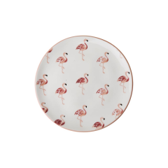 RICE Keramik Dessert Teller mit "Flamingo" Print