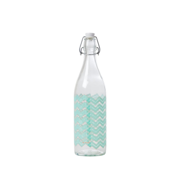 RICE Glasflasche "Chevron" Print