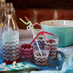 RICE Glasflasche "Chevron" Print