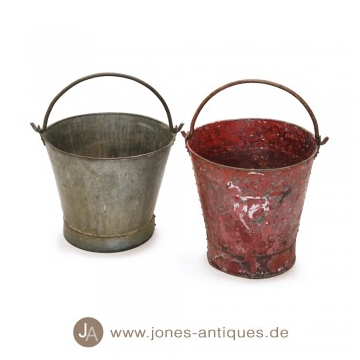 Jones Antiques Löscheimer aus Metall bunt bemahlt