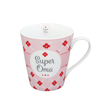 Krasilnikoff Mug Porzellan Tasse mit Henkel "Super Oma"