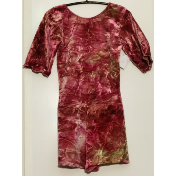 Kurzoverall in Velour, batik, pink-gold, Gr. 8- 10