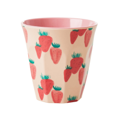 RICE Medium Melamine Becher mit "Strawberry" Print
