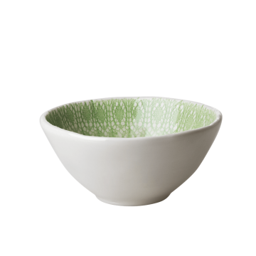 RICE Ceramic handmade Bowl mit "green lace" Struktur