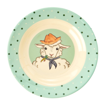 RICE Melamin Kinderteller tief "Farm Animal"