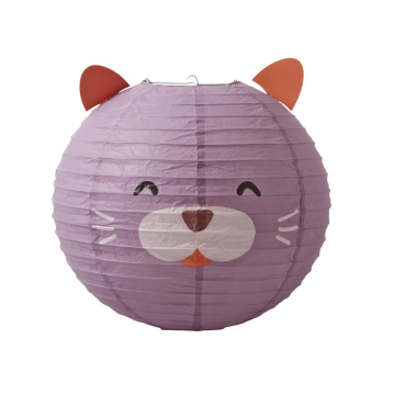 RICE Papier Katzen-Lampenschirm violett, mittelgross