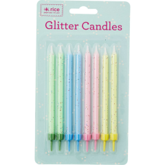 RICE 8 lange, bunte  Kuchen Kerzen