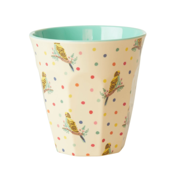 RICE Meduim Melamine Becher "Budgie" Print