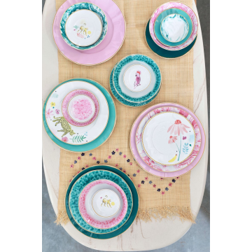 RICE Porzellan Teller tief "Murble" print rose