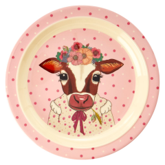 RICE Kids Melamine Lunch Plate with "Farm Animal...