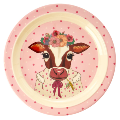 RICE Kids Melamine Teller mit "Farm Animal Cow"...