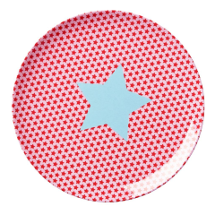 RICE Melamin Lunch Plate "Girls Star Print", flach