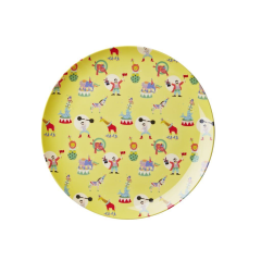 RICE Melamin Lunch Plate"Zirkus gelb", flach