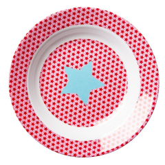 RICE Melamin Lunch Plate"Girls Star Print", tief