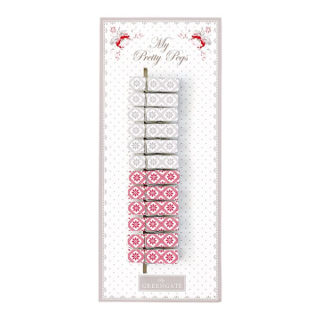 GreenGate Pegs wooden Bianca warm grey 12 pcs. assortiert