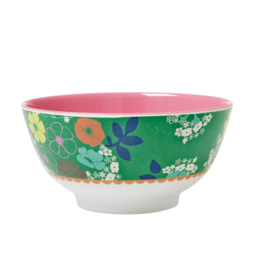 RICE Melamin Schale "Blumen" pink