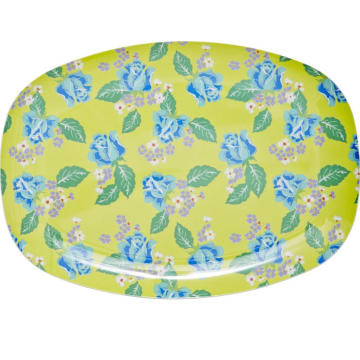 RICE Melamin Tablett  "Flower Print" gelb