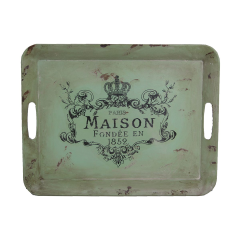 Chic Antique Tablett mit Druck "Maison"