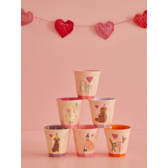 RICE Melamin Kinderbecher "Party Animal print" rosa
