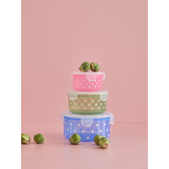RICE Brotdose - Lunchbox 3-er Set rund "dots"