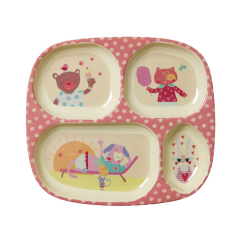 RICE Kids 4 room Melamine plate with girls "happy...