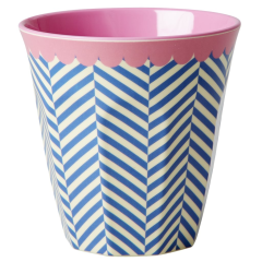 RICE Medium Melamine Cup two tone with "sailor stripe" print