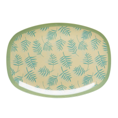 RICE Melamin Plate with  "Leaves"  Print