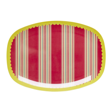 RICE Rectangular Melamin Plate with  "stripe"  Print