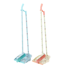 RICE Broom and dust pan set in assorted prints pink
