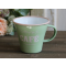 Chic Antique Emaille Tassen mit Druck "Cafe", grün