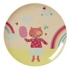 RICE Kids Melamine Lunch Plate with girls "happy...