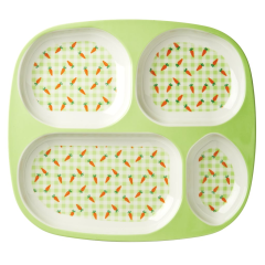RICE Kids 4 room Melamine plate with "gingham and...