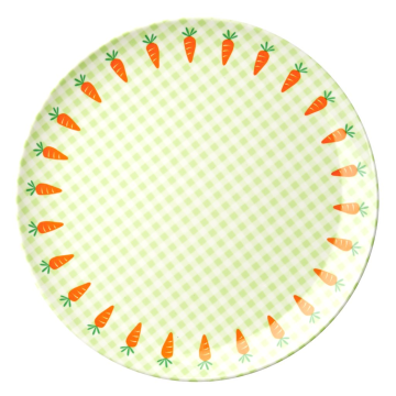RICE Kids Melamin Lunch plate with "gingham and carrot" print