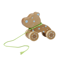 RICE Wooden Hippo Pull Along Toy in 2 Assorted Designs